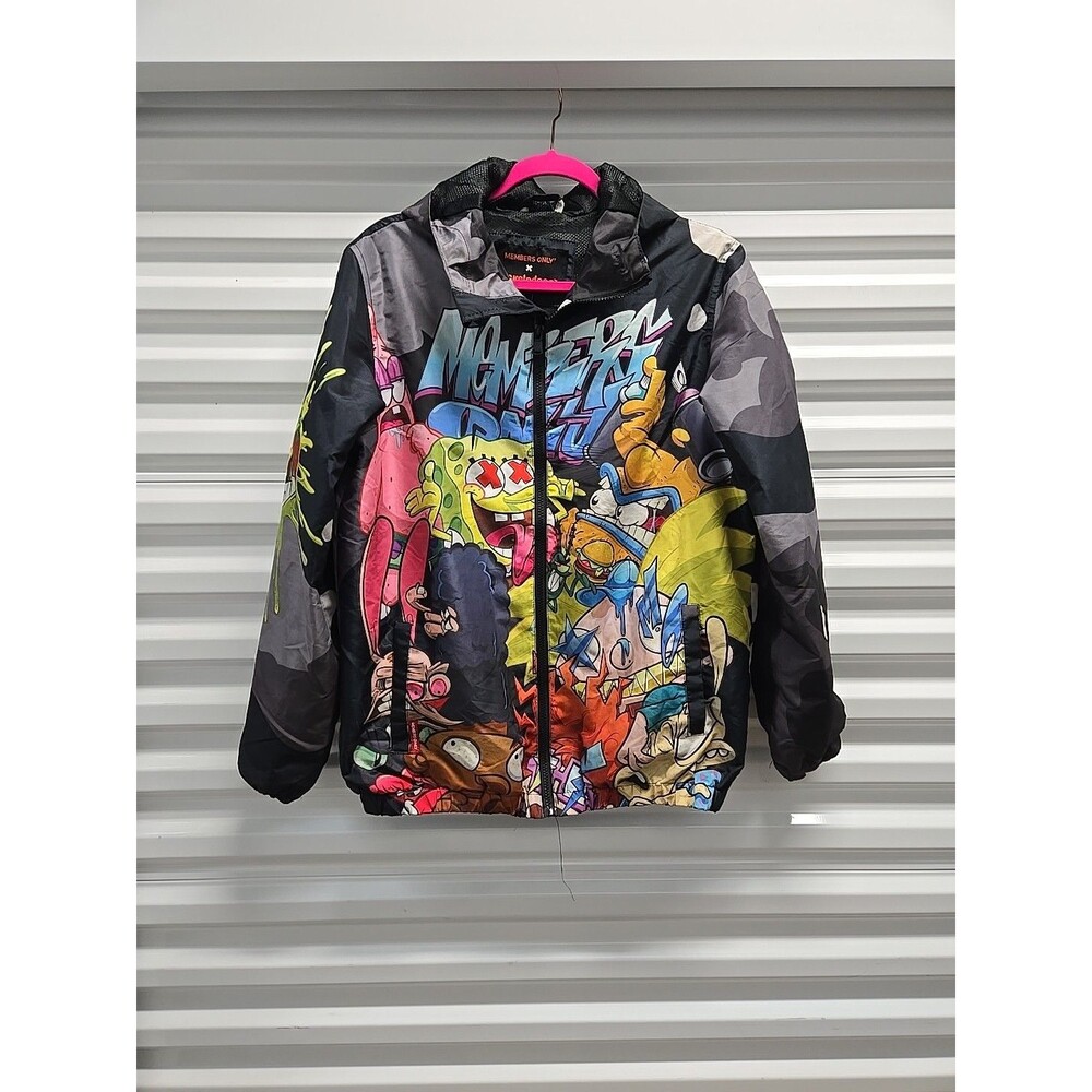 Members Only x Nickelodeon Rugrats/ Spongebob Camo Windbreaker Jacket Small